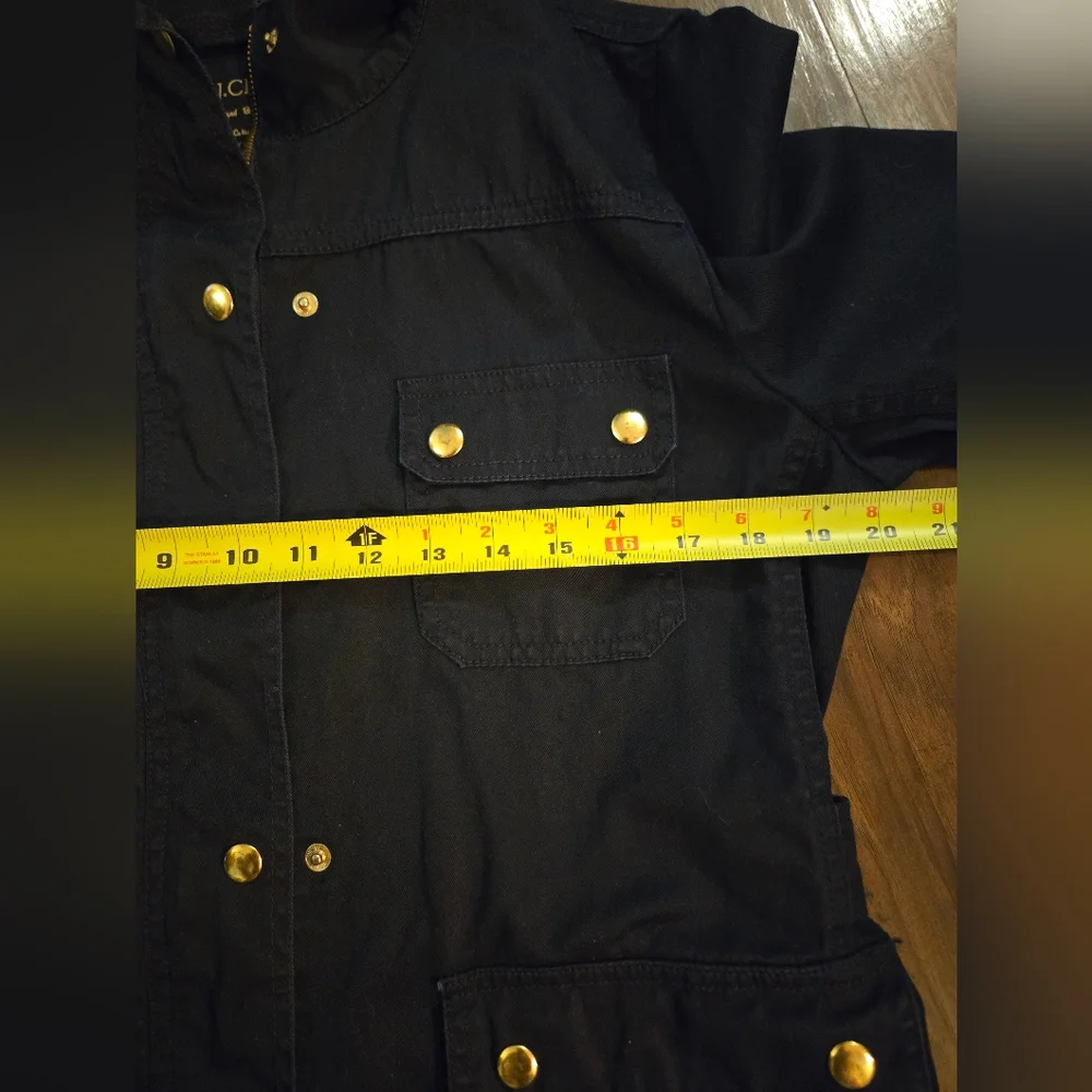 J. Crew Relaxed Boyfriend Utility Jacket Dark Blue Cotton With Gold Snaps Medium - Picture 11 of 11